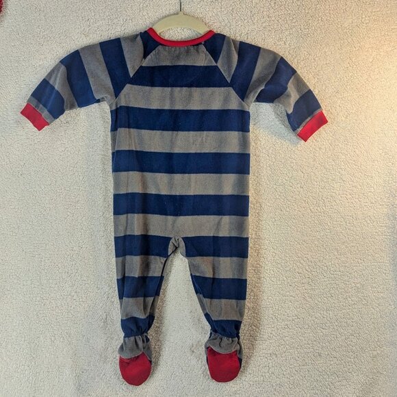 Disney Infant Mickey Mouse 12-18 Month Footed Blanket Sleeper Blue & Gray Stripe - Picture 3 of 3